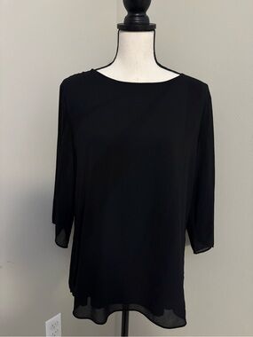 NWT-Grace Karin Black 3/4 Sleeve Top-Size Large